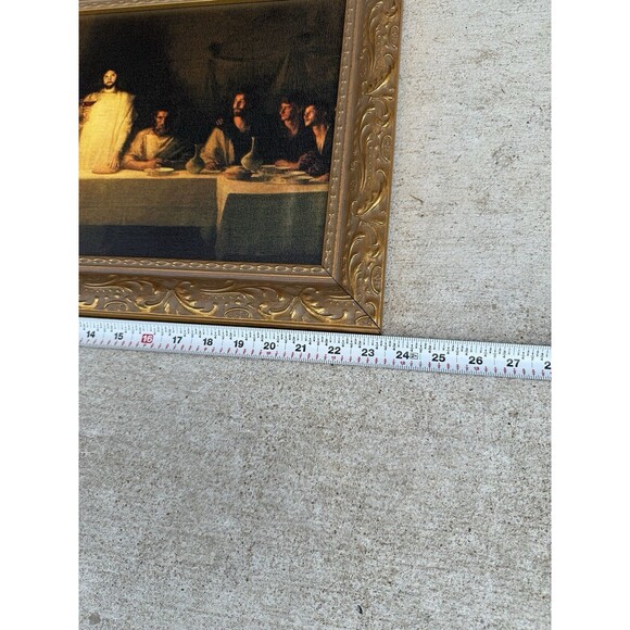 Bouveret Last Supper Framed on Canvas Reprint Wooden Frame 23x13 EUC - Picture 5 of 7